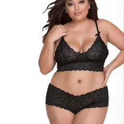 phalin Solid Sheer Lace Babydoll Dress - Black-picture-14