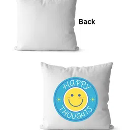 Loops n knots White & Blue Happy Thoughts Printed Pre-Filled Cushion image 2