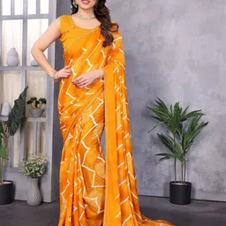 Ambuja International Chevron Printed Beads and Stones Saree-image-90