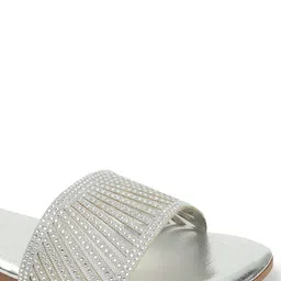 AROOM Women Metallic Embellished Open Toe Flats image 2