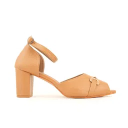 DressBerry Leather Block Sandals with Buckles image 5