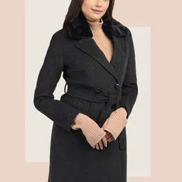 The Roadster Lifestyle Co Double Breasted Winter Wear Pea Coat With Belt-picture-38