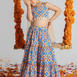 BAESD Girls Printed Shibori Ready to Wear Lehenga & Blouse With Dupatta image 5