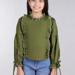Cutiekins Girls Puff Sleeves Ruffles Detail Top-image-44