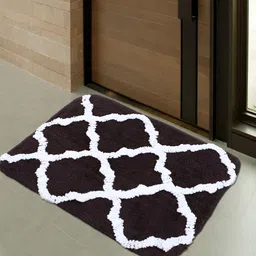 Kuber Industries Blue & Brown 2 Pcs Geometric Pattern Anti-Slip Absorbent Fluffy Doormats-picture-24