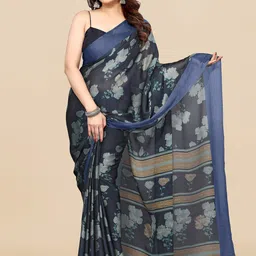 KALINI Floral Printed Poly Chiffon Saree image 1