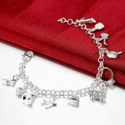 Peora Silver Plated 925 Sterling SilverCharm Bracelet image 1