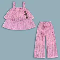 Wish Karo Girls Printed Top With Trousers-image-94