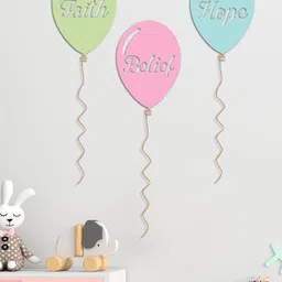 Art Street Set of 3 Faith Belief Hope Balloon MDF Wall Plaques-image-85