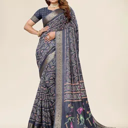 Winza Designer Ethnic Motifs Woven Design Zari Chanderi Saree-image-4