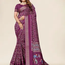 Winza Designer Ethnic Motifs Woven Design Zari Chanderi Saree-image-42