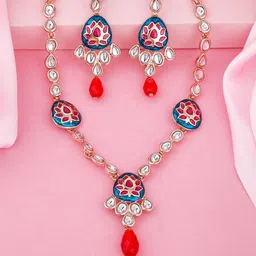 Estele Rose Gold-Plated Kundan Studded Jewellery Set-picture-21