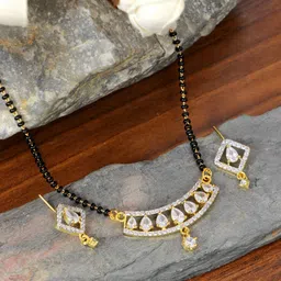 SwaDev Gold-Plated White AD Studded Mangalsutra Set-picture-34