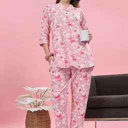 9shines Label Women Floral Printed Pure Cotton Nightsuit-image-48