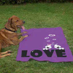 right Typographic- Medium Violet Fabric Dog Blanket image 1