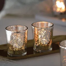 Homesake Set of 10 Silver-Toned Glass T-light Candle holder-picture-17