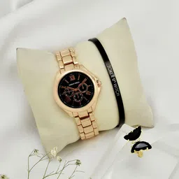 JOKER & WITCH Women Gold-Toned & Black Zeb Love Triangle Watch Gift Set JWLT440-picture-26
