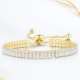 Jewels Galaxy Cubic Zirconia Gold-Plated Wraparound Bracelet-picture-34