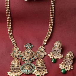 ADIVA Gold-Plated Atrificial Stone Studded Jewellery Set-picture-32