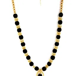 AKSHARA Black & Gold-Toned German Silver Gold-Plated Handcrafted Necklace-picture-13