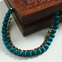 AKSHARA Gold-Toned & Green German Silver Gold-Plated Handcrafted Necklace-picture-26