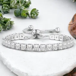 Designs & You Women Silver-Plated Cubic Zirconia Wraparound Bracelet-picture-42
