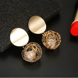 Jewels Galaxy Wonderful Hanging Ball Plushy Drop Earrings For Women-image-70