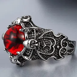 VIEN Silver-Plated Stone-Studded Adjustable Finger Ring image 1