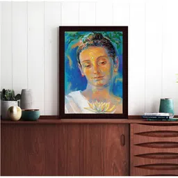 Tamatina Blue and Green Religious Painted Framed Canvas Wall Art-picture-32