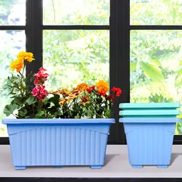 Kuber Industries Marble Jupitar Blue & Green 4 Pieces Lightweight Planters-picture-33