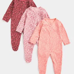 mothercare Infant Girls Set Of 3 Pure Cotton Sleepsuits-picture-48