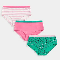 mothercare Infant Girls Pink & Green Pack Of 3 Striped & Printed Mid-Rise Hipsters-picture-21
