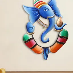 eCraftIndia Blue & Green Lord Ganesha Handcrafted Wall Hanging-image-46