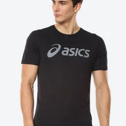 ASICS Silver Men Black Typography Printed Running T-shirt-picture-24