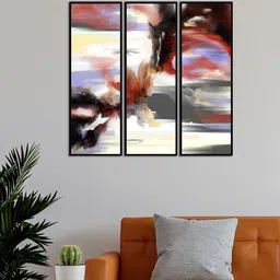 999Store Set Of 3 Grey & Red Painting Wall Art-picture-23