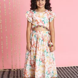 Readiprint Fashions Girls Tie and Dye Flutter Sleeves Ready to Wear Lehenga & Blouse-picture-15