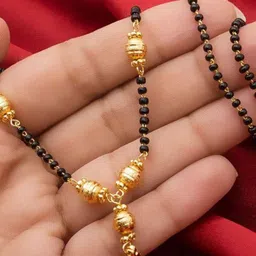Jewar Mandi Women Gold-Plated Black Crystal-Studded & Beaded Mangalsutra-picture-25
