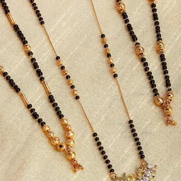 ZENEME Set Of 3 Gold-Plated AD-Studded & Beaded Mangalsutras-picture-40