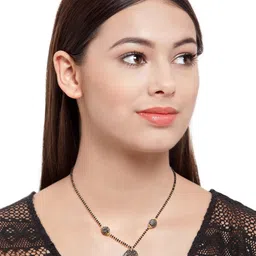 PANASH Gold-Toned Black Beaded & Stone Mangalsutra-image-36