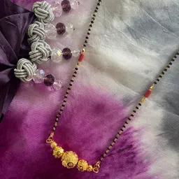 Digital Dress Room Gold-Plated Black & Red Beaded Mangalsutra-picture-30