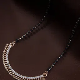 I Jewels Rose Gold Plated & Black Studded Mangalsutra-picture-12