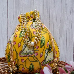 Kuber Industries Printed Embellished Detail Potli Clutches image 1