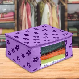 prettykrafts Set Of 6 Purple & Transparent Printed Saree Organisers image 2