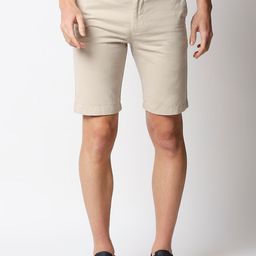 Basics Men Beige Solid Shorts-picture-2