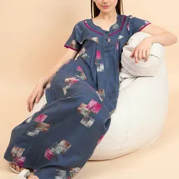 Sweet Dreams Printed Pure Cotton Maxi Nightdress-picture-38