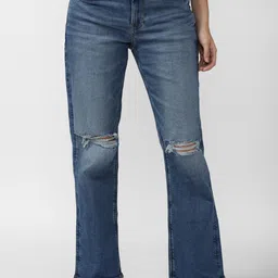 AMERICAN EAGLE OUTFITTERS Women Blue Skinny Fit Slash Knee Light Fade Jeans-picture-41