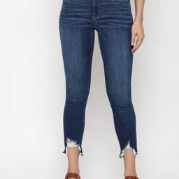 AMERICAN EAGLE OUTFITTERS Women Blue Slim Fit Low Distress Light Fade Jeans-picture-41