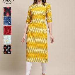 7threads 1 Stop Fashion Women Pack of 6 Digital Printed Crepe Straight Kurtas-picture-31