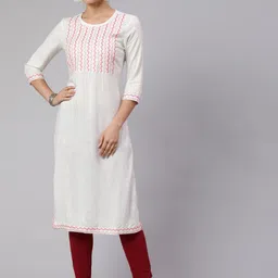 KALINI Ethnic Motifs Embroidered Sequinned Straight Kurta-picture-16