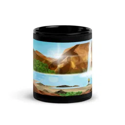 RISH Blue & Black Printed Ceramic Tea Cup-325ml-picture-24